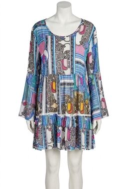 NEW VELZERA paisley bell sleeve mini dress in pink
